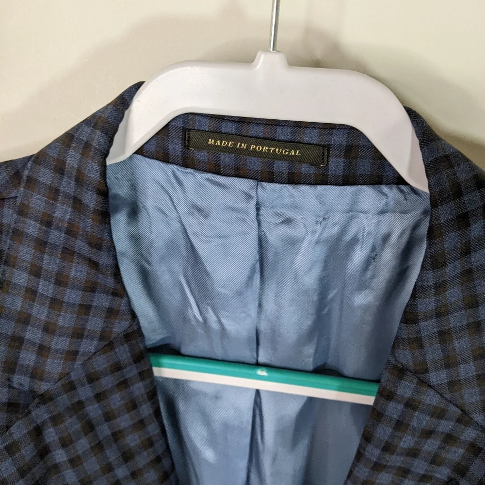 Mens Blue Plaid Blazer 51 Virgin Wool J Hilburn New with Tags - Picture 11 of 13